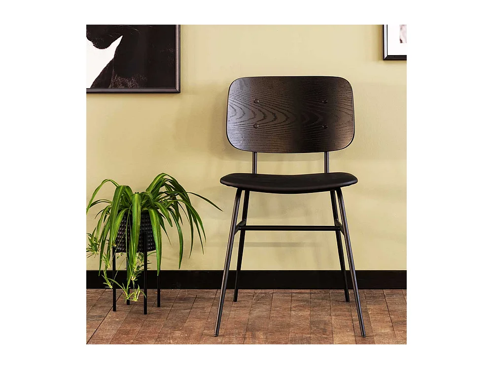 Retro Esstischstühle in Schwarz Metallgestell (2er Set)