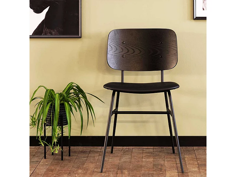 Retro Esstischstühle in Schwarz Metallgestell (2er Set)