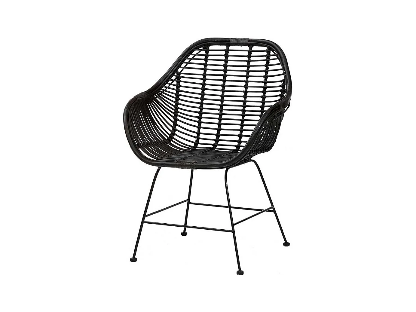 Moderne Rattan Stühle mit Armlehnen Schwarz (2er Set)