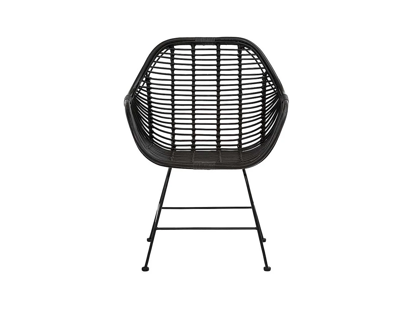 Moderne Rattan Stühle mit Armlehnen Schwarz (2er Set)