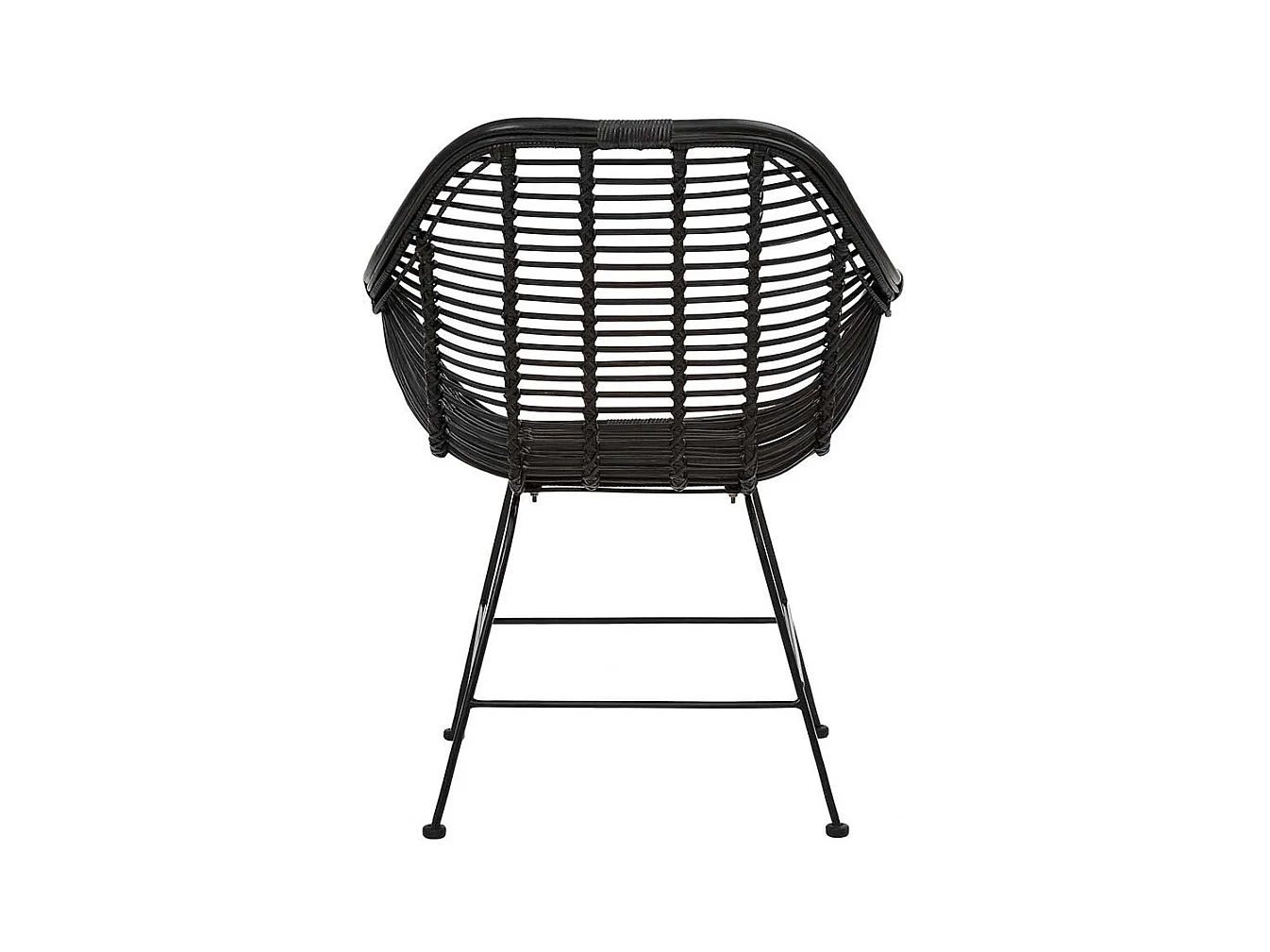 Moderne Rattan Stühle mit Armlehnen Schwarz (2er Set)