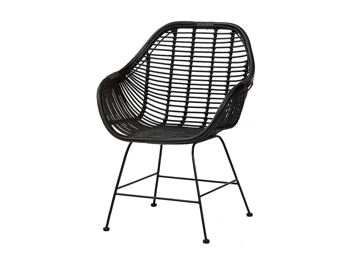 Moderne Rattan Stühle mit Armlehnen Schwarz (2er Set)
