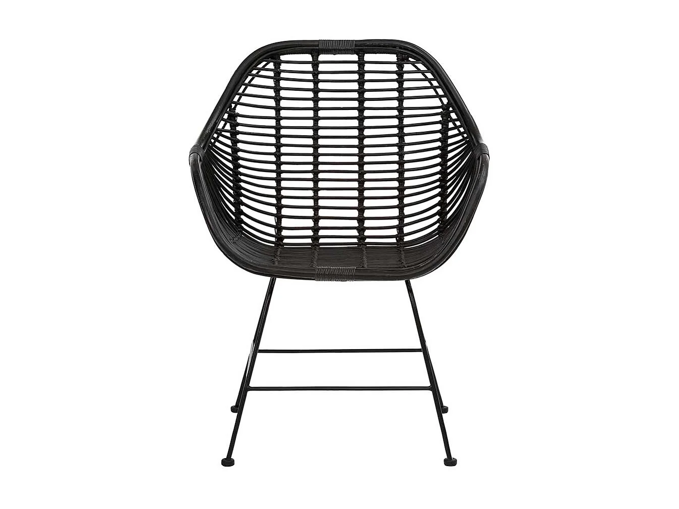 Moderne Rattan Stühle mit Armlehnen Schwarz (2er Set)