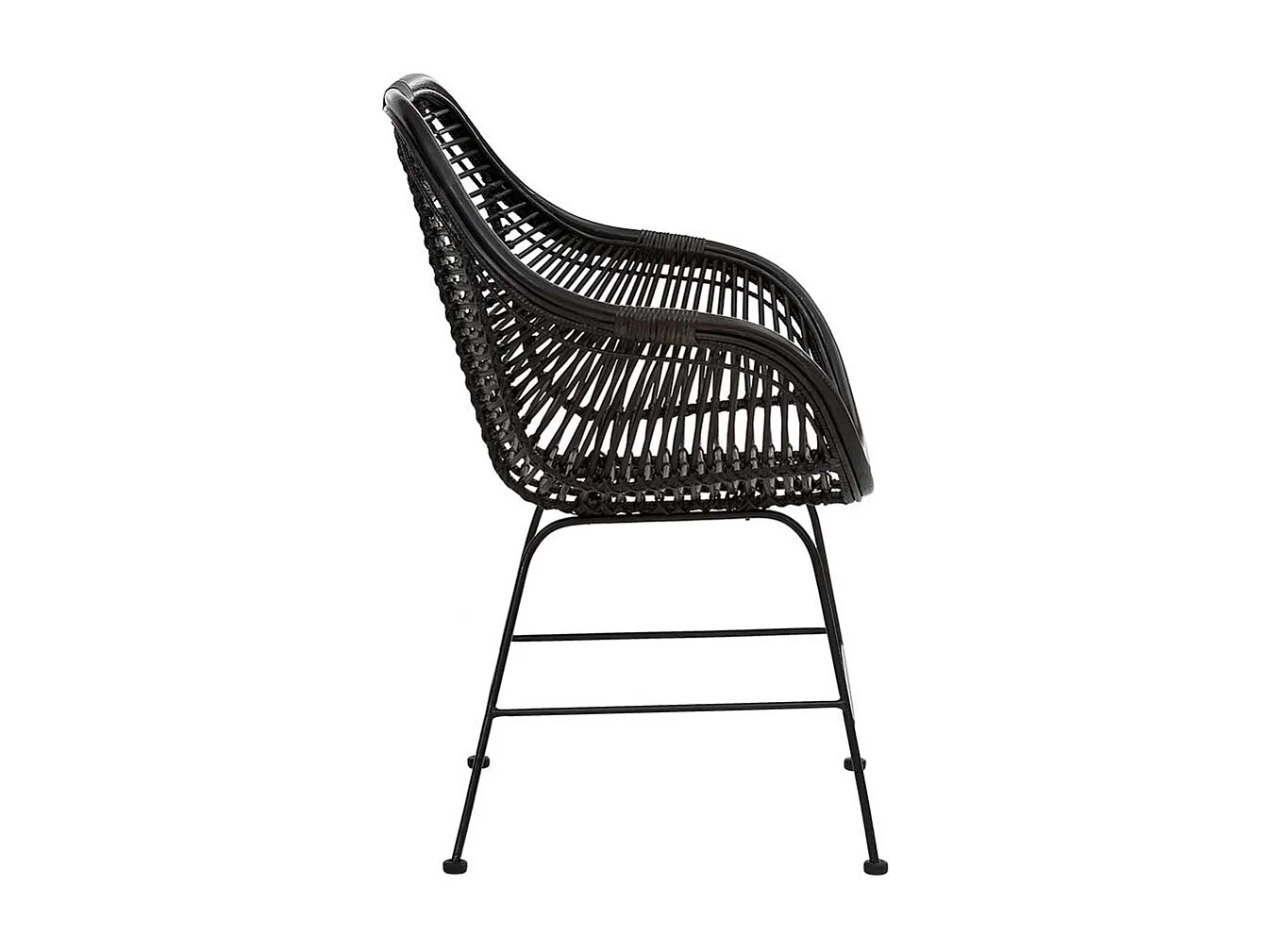 Moderne Rattan Stühle mit Armlehnen Schwarz (2er Set)