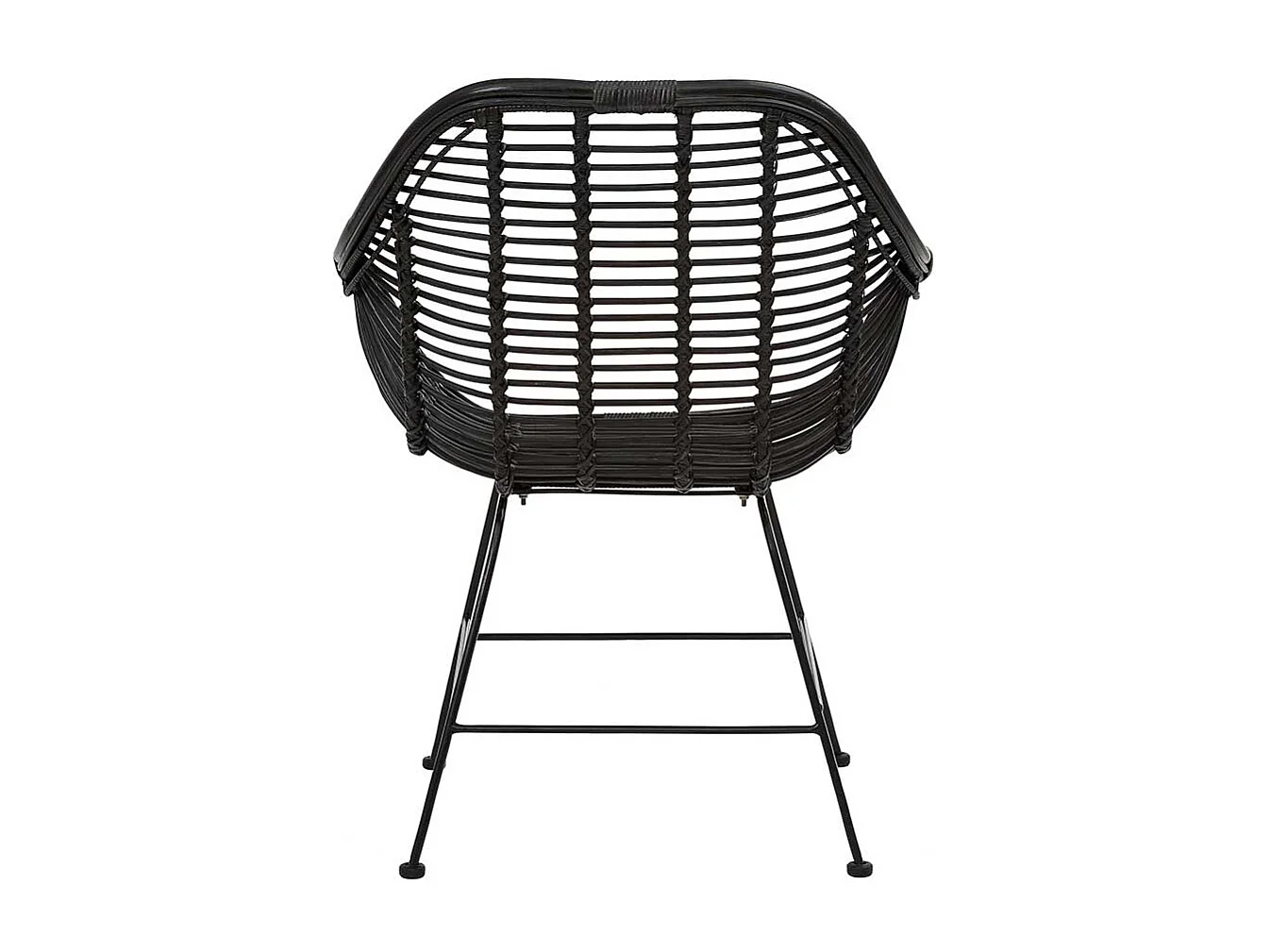 Moderne Rattan Stühle mit Armlehnen Schwarz (2er Set)