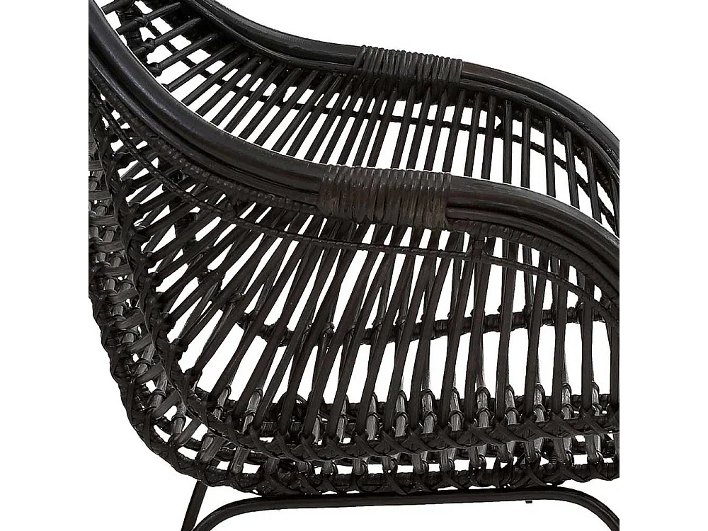 Moderne Rattan Stühle mit Armlehnen Schwarz (2er Set)