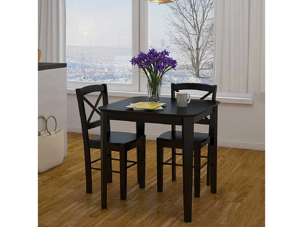 Esstischstühle in Schwarz Massivholzgestell (2er Set)