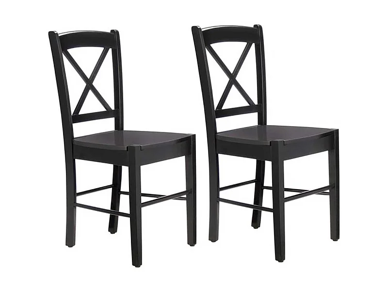 Esstischstühle in Schwarz Massivholzgestell (2er Set)