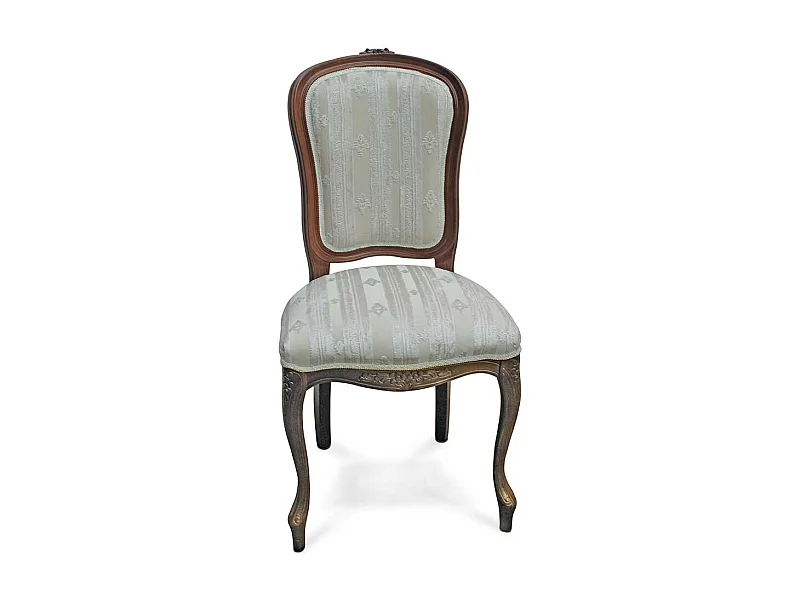 Medaillon Stuhl in Creme und Nussbaumfarben 52 cm Sitzhöhe