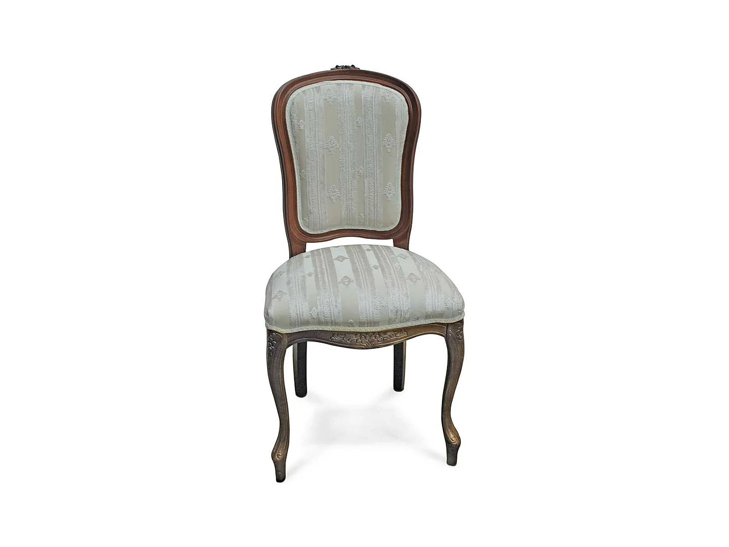 Medaillon Stuhl in Creme und Nussbaumfarben 52 cm Sitzhöhe
