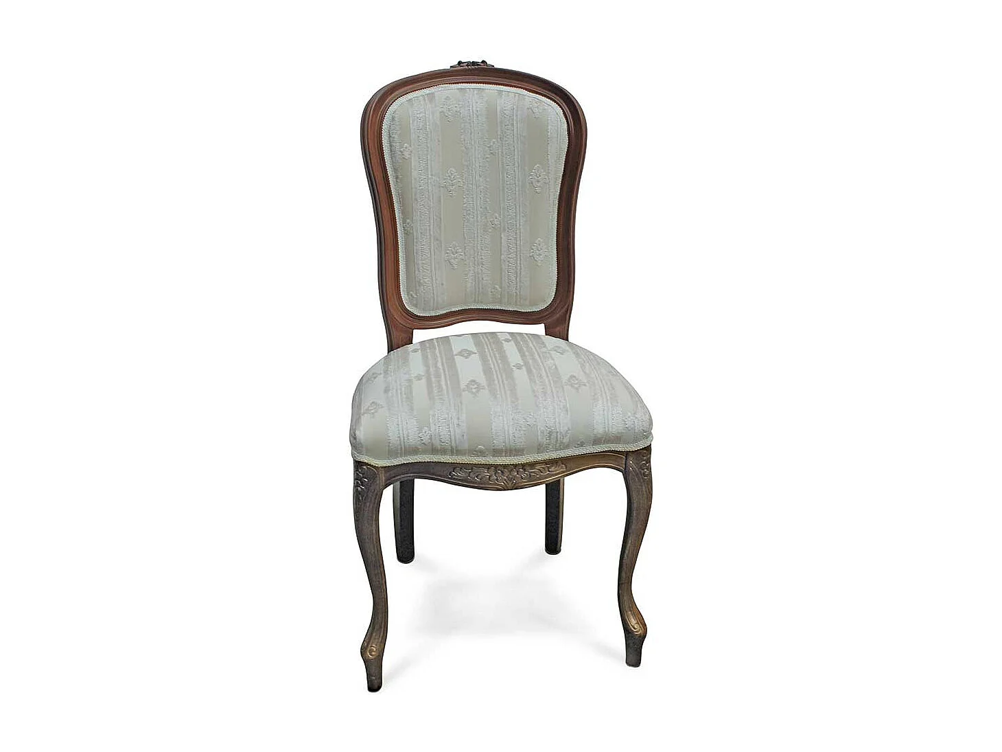 Medaillon Stuhl in Creme und Nussbaumfarben 52 cm Sitzhöhe