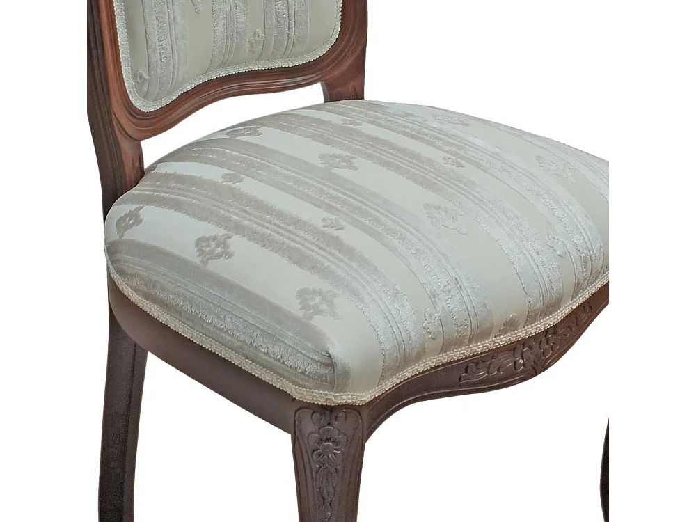 Medaillon Stuhl in Creme und Nussbaumfarben 52 cm Sitzhöhe