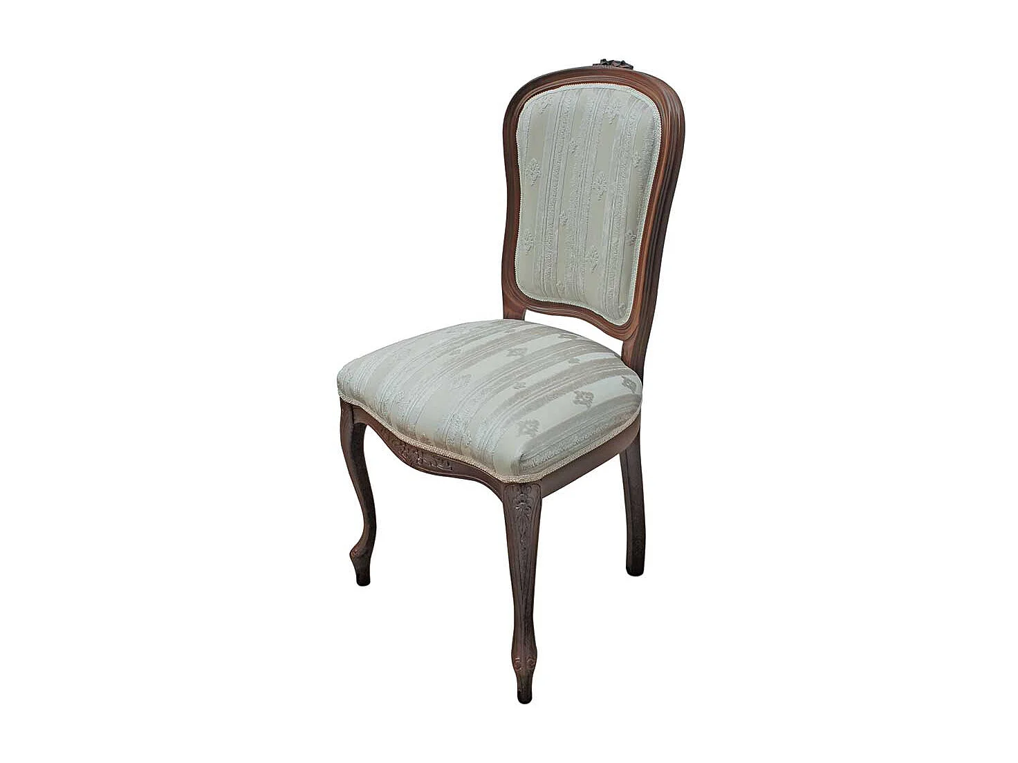 Medaillon Stuhl in Creme und Nussbaumfarben 52 cm Sitzhöhe