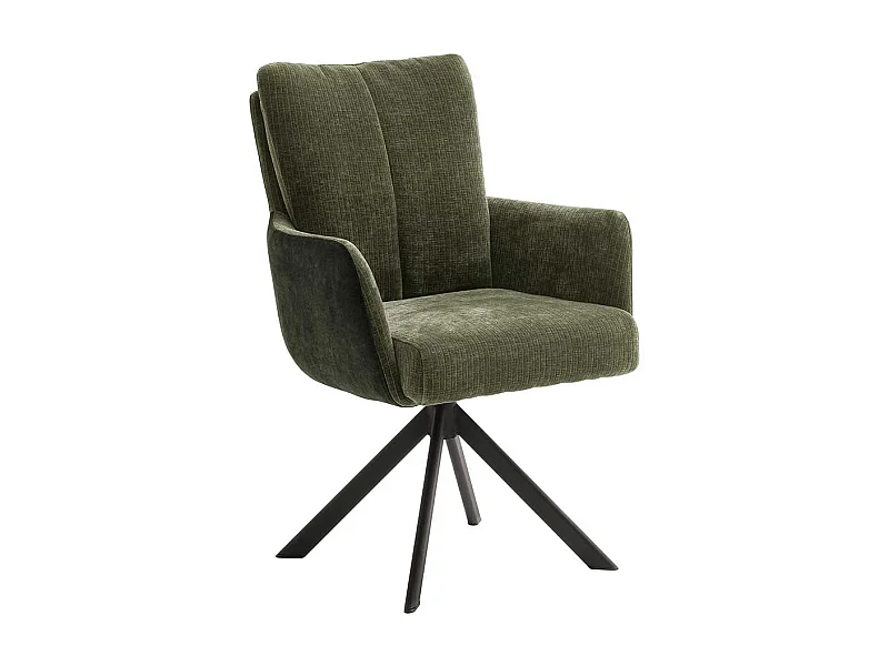 Esstisch Stühle mit Armlehnen Oliv Grün und Schwarz (2er Set)