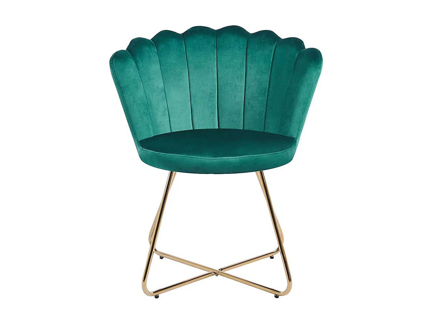 Muschelstühle Grün Gold im Retrostil Gestell aus Metall (2er Set)