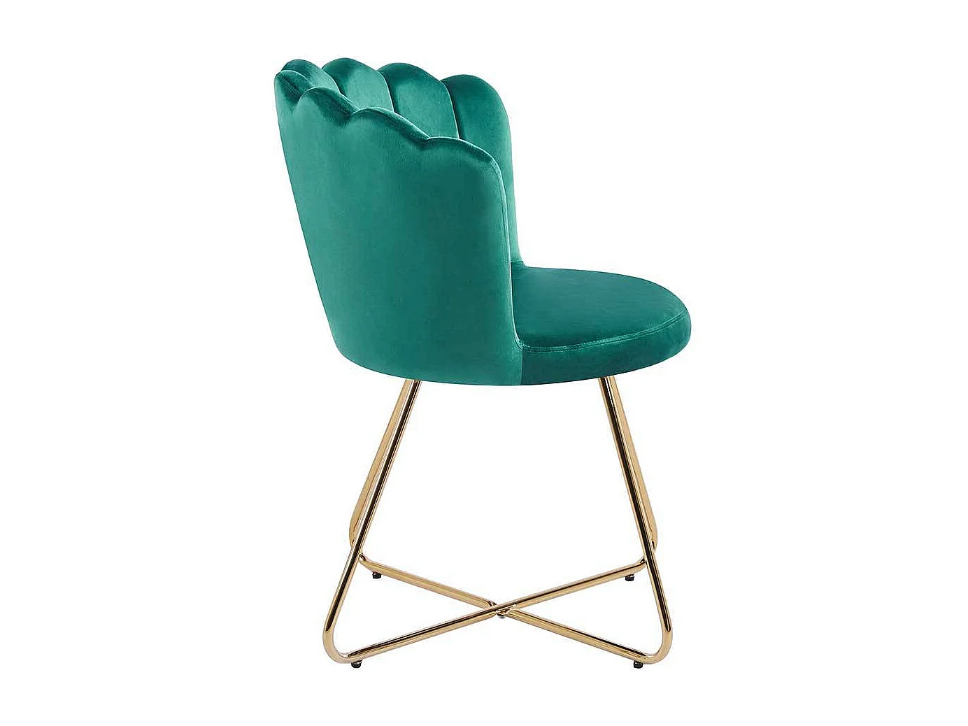 Muschelstühle Grün Gold im Retrostil Gestell aus Metall (2er Set)