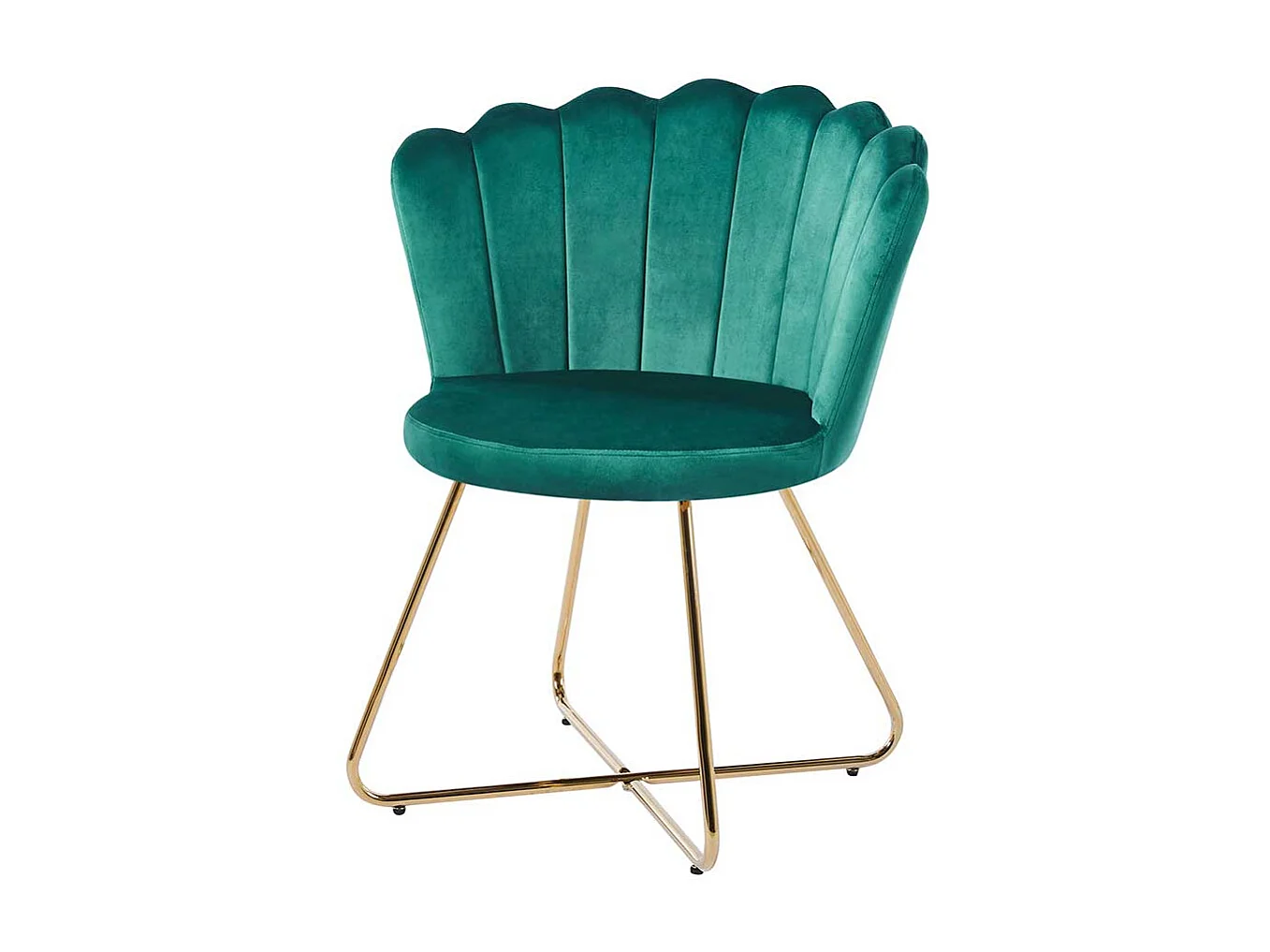 Muschelstühle Grün Gold im Retrostil Gestell aus Metall (2er Set)