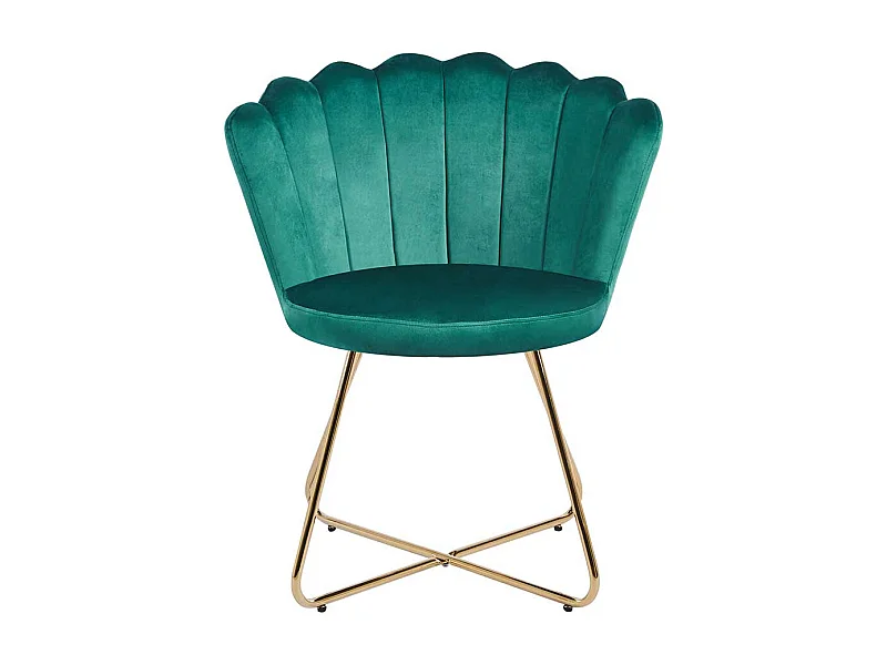 Muschelstühle Grün Gold im Retrostil Gestell aus Metall (2er Set)