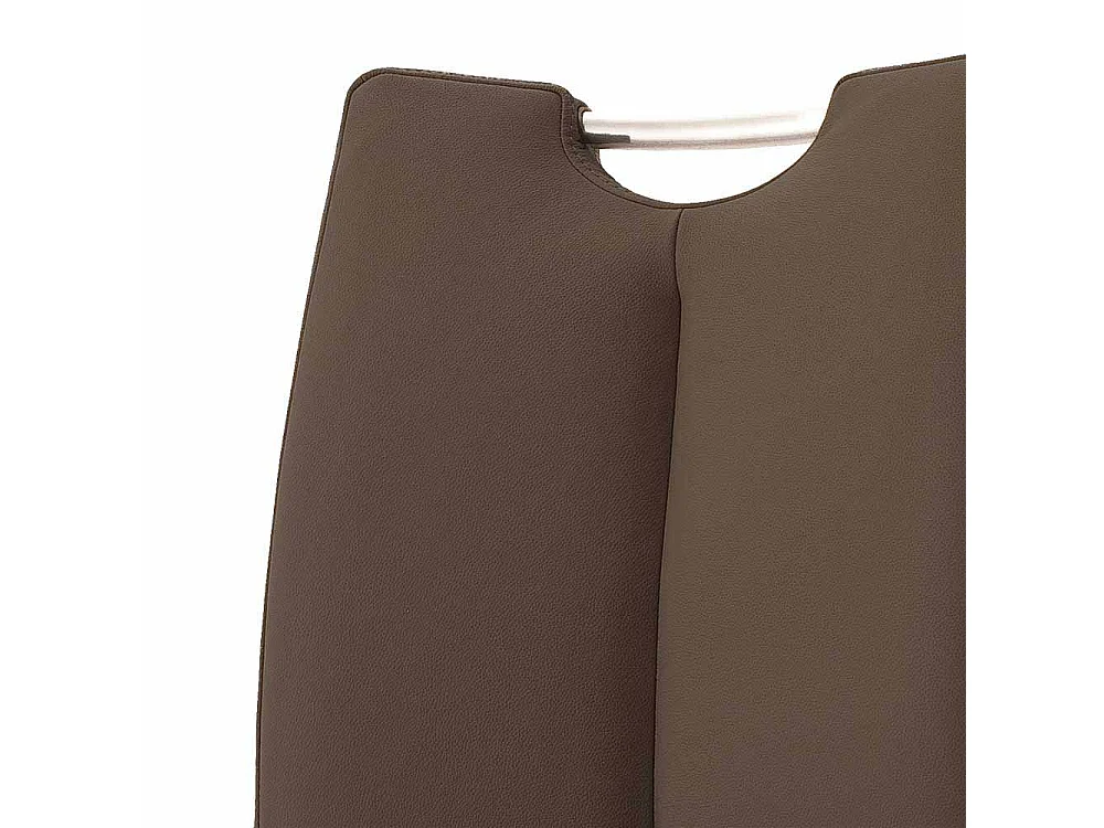 Freischwinger Set in Braun Leder Edelstahl (2er Set)