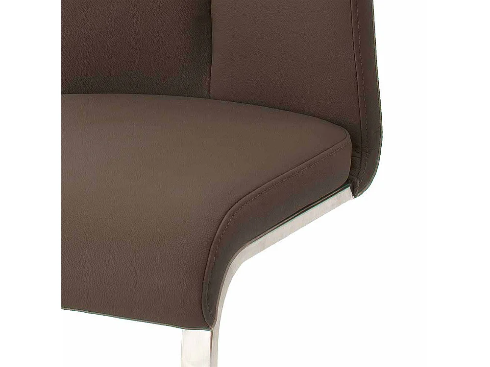 Freischwinger Set in Braun Leder Edelstahl (2er Set)