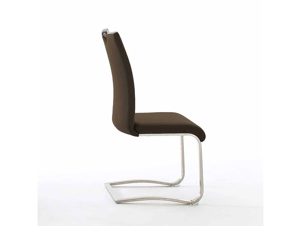 Freischwinger Set in Braun Leder Edelstahl (2er Set)