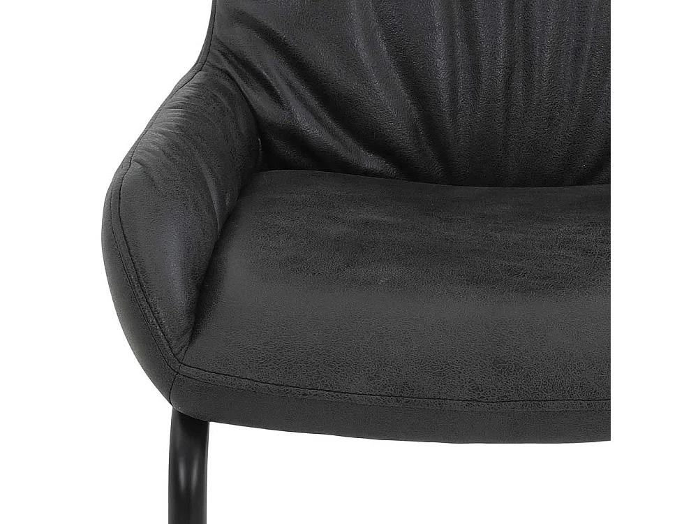 Freischwinger Stuhl in Anthrazit und Schwarz Microfaser (Set)