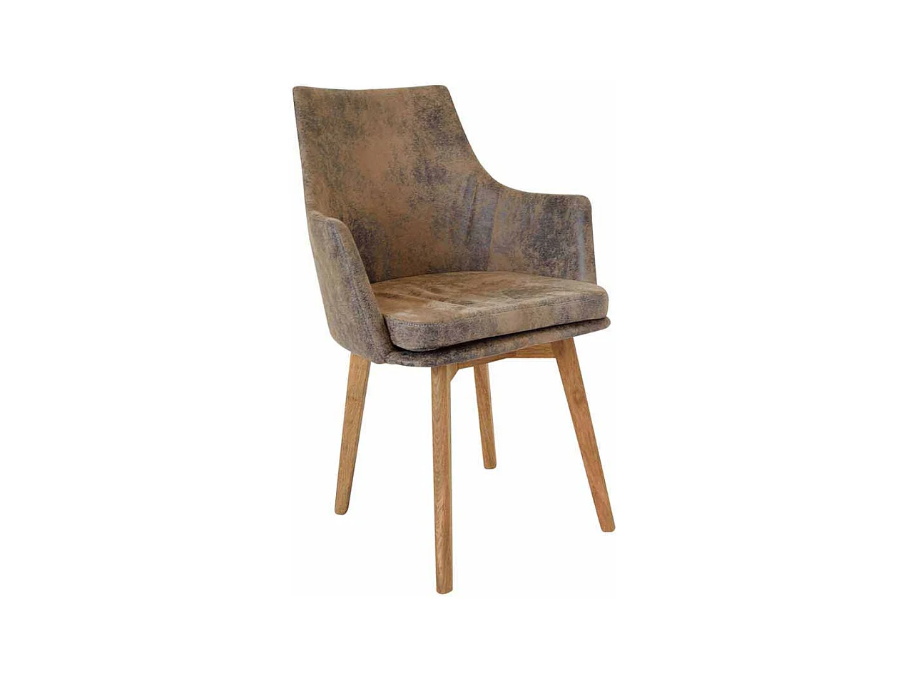 Esszimmerstuhl mit Armlehnen Braun Microfaser