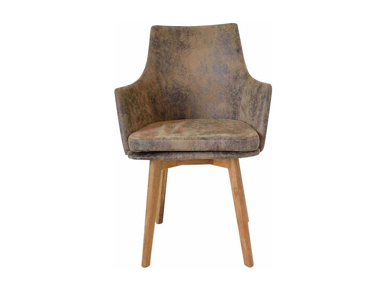 Esszimmerstuhl mit Armlehnen Braun Microfaser