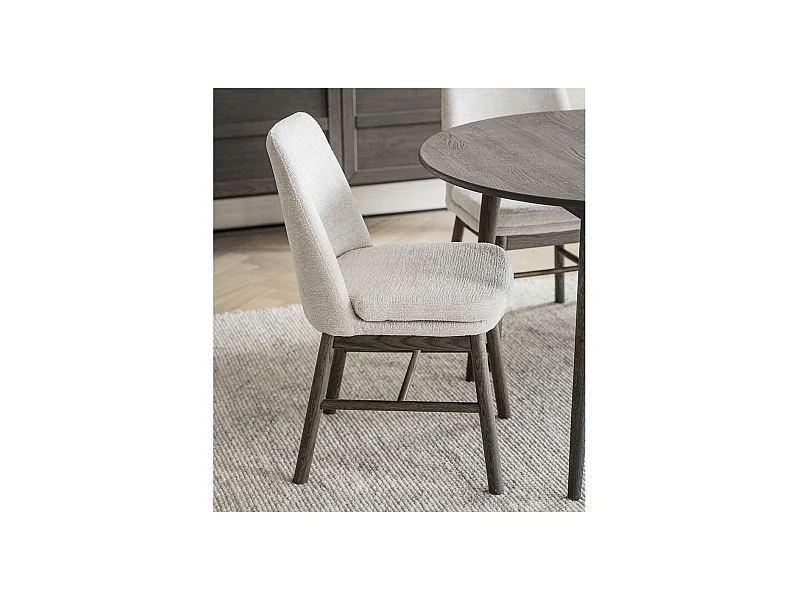 Polsterstühle aus Eiche Massivholz Braun Webstoff Cremeweiß (2er Set)