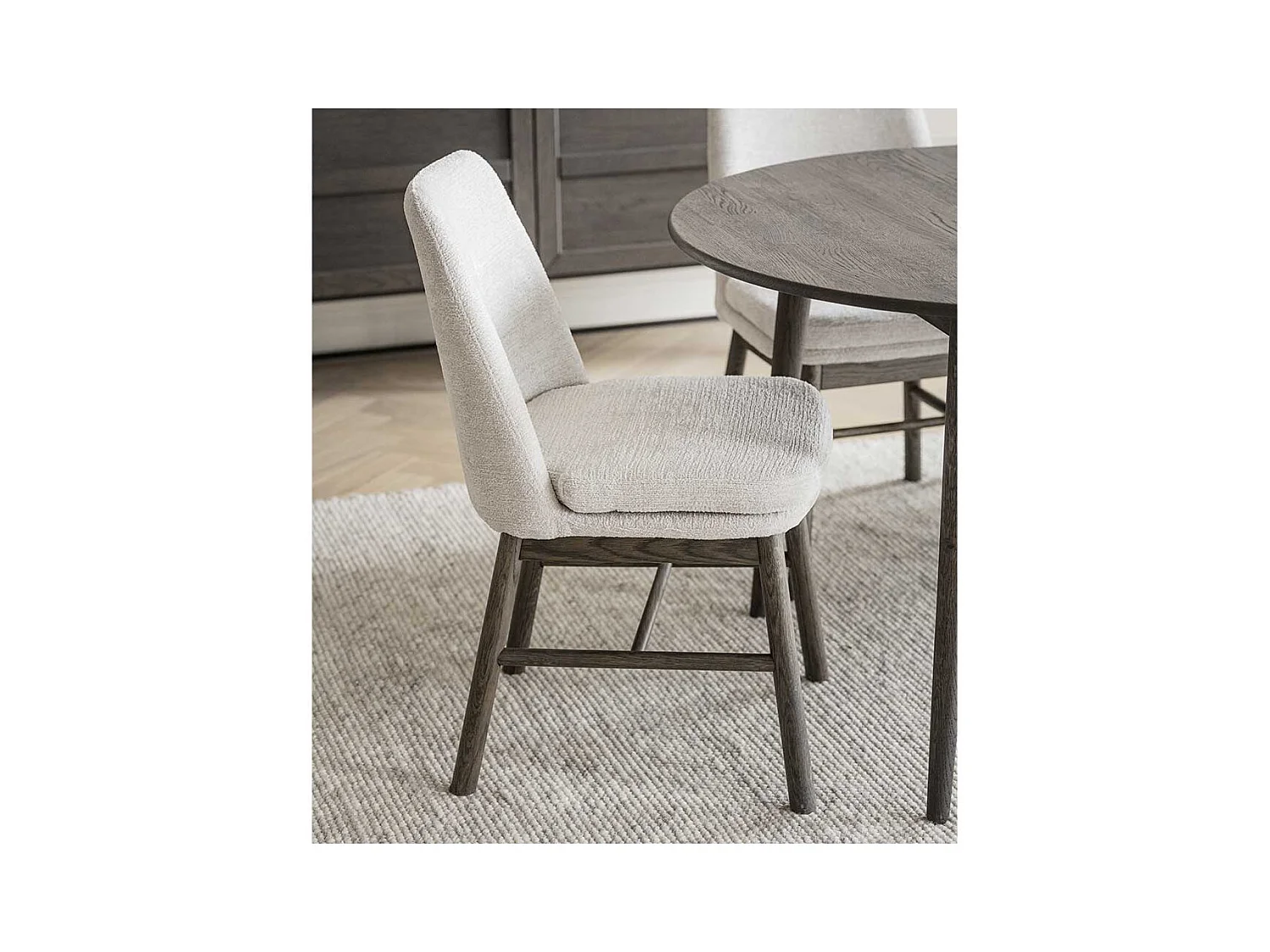 Polsterstühle aus Eiche Massivholz Braun Webstoff Cremeweiß (2er Set)