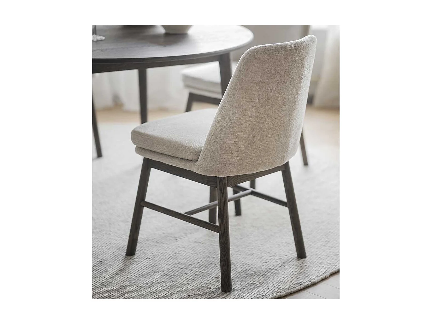 Polsterstühle aus Eiche Massivholz Braun Webstoff Cremeweiß (2er Set)