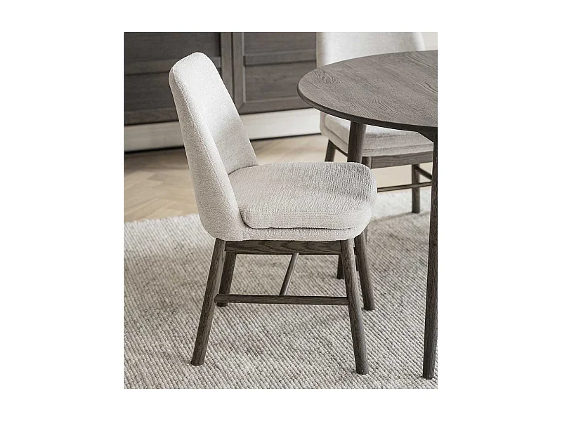 Polsterstühle aus Eiche Massivholz Braun Webstoff Cremeweiß (2er Set)