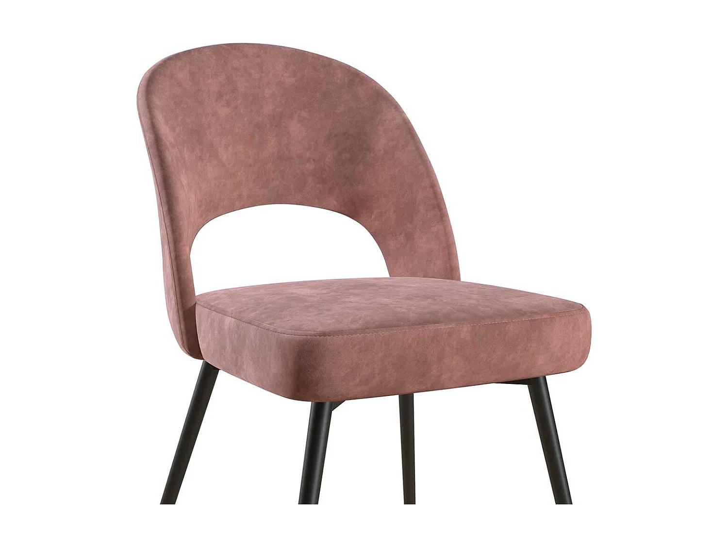 Samtvelours Stuhl Altrosa mit Gestell aus Metall Schwarz