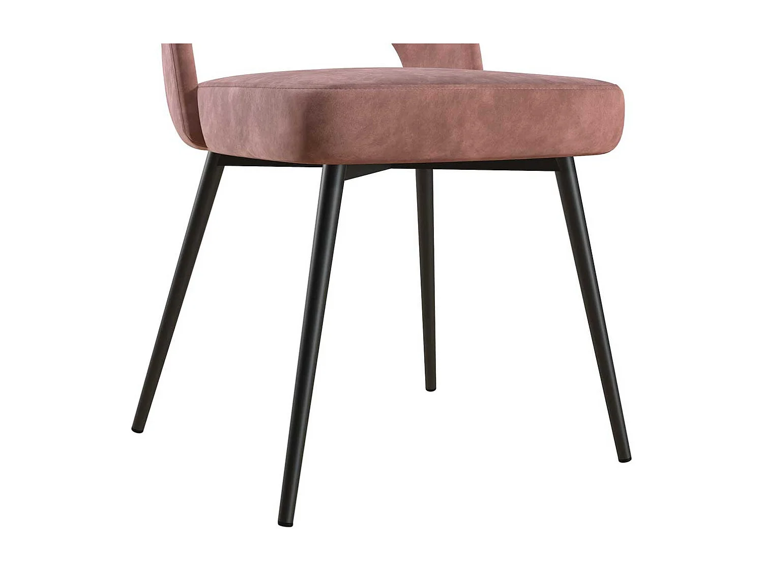 Samtvelours Stuhl Altrosa mit Gestell aus Metall Schwarz