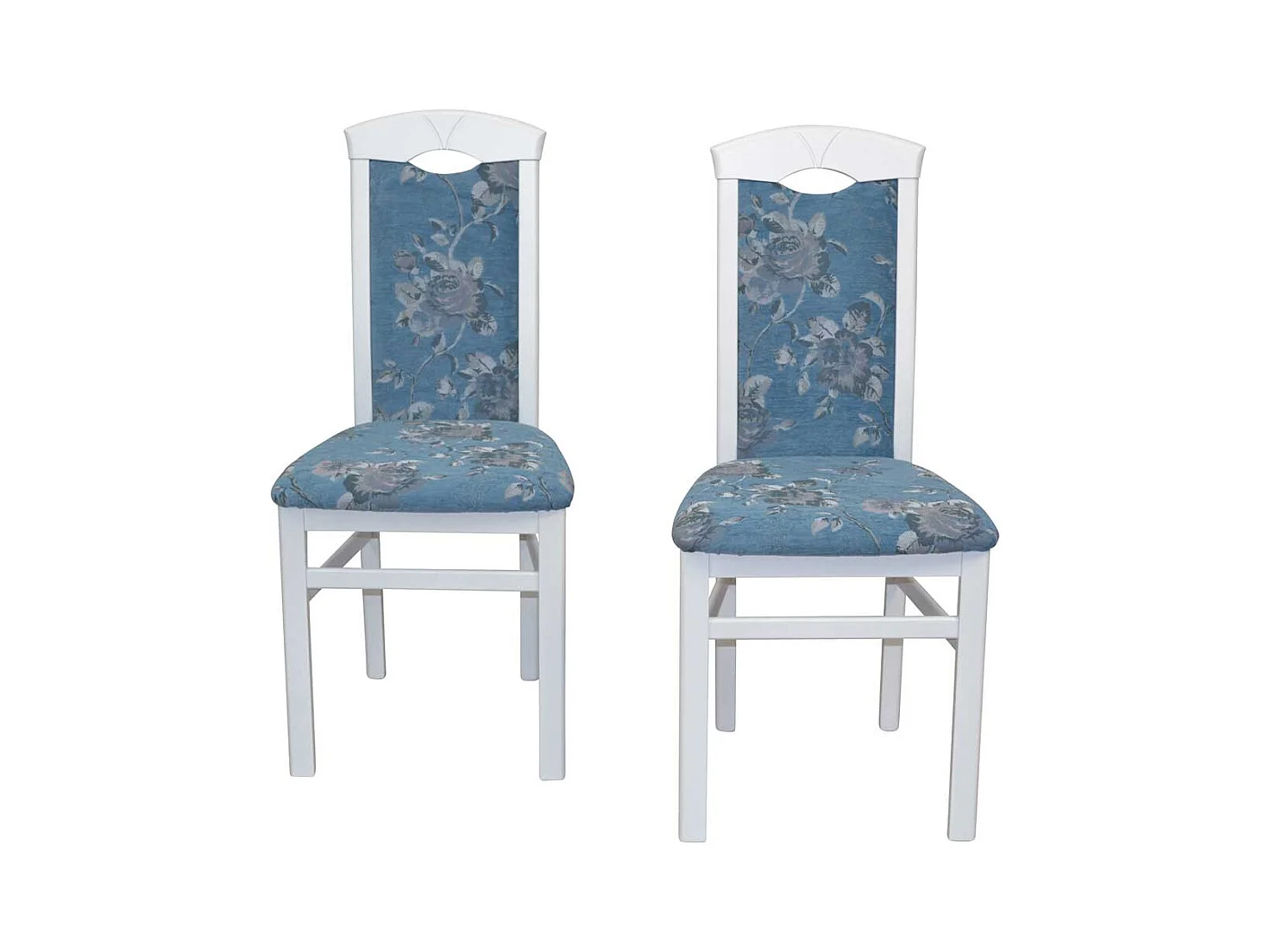 Stuhl Set Küche modern in Blau und Weiß Blumen Motiv (2er Set)