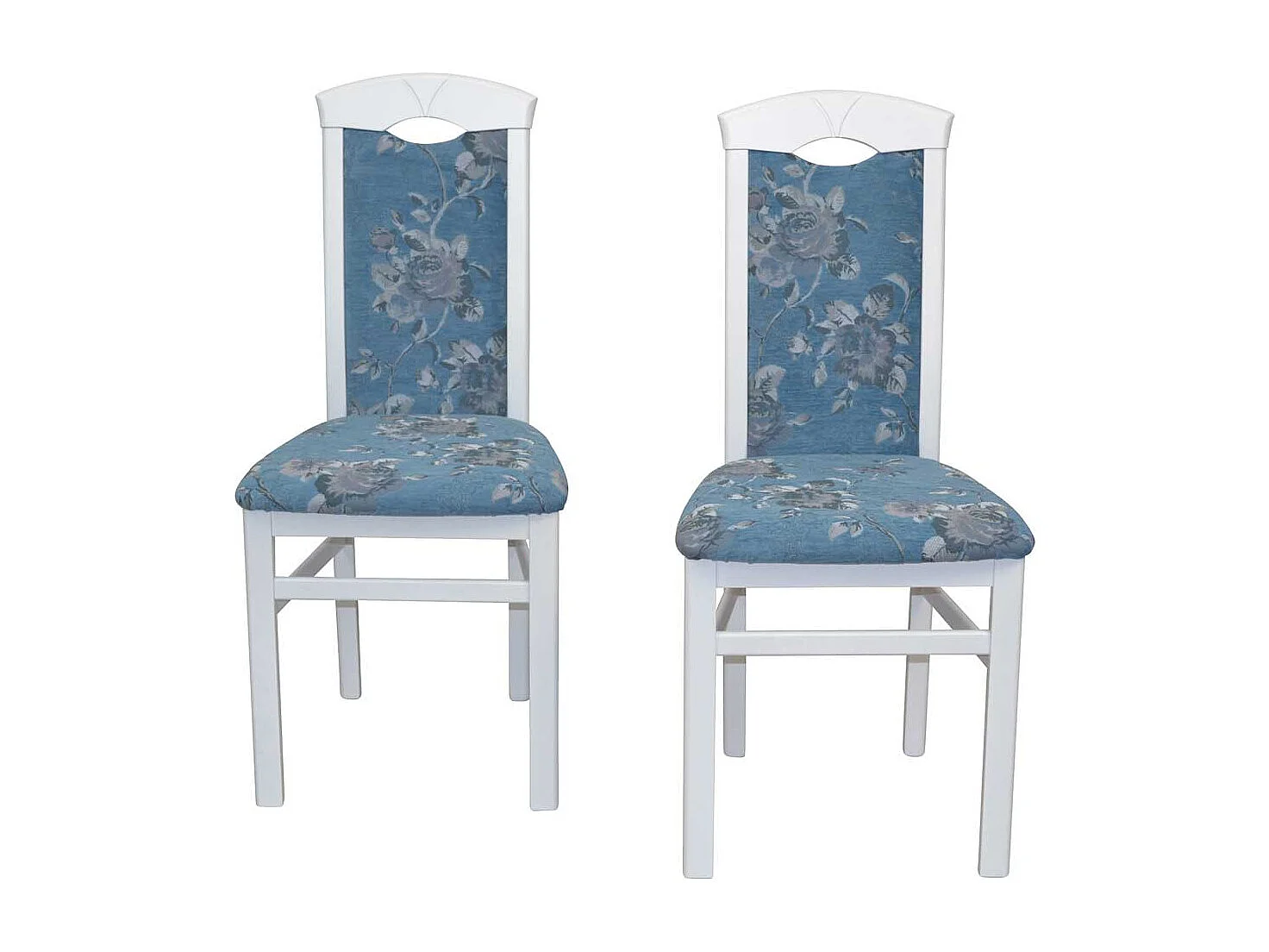 Stuhl Set Küche modern in Blau und Weiß Blumen Motiv (2er Set)