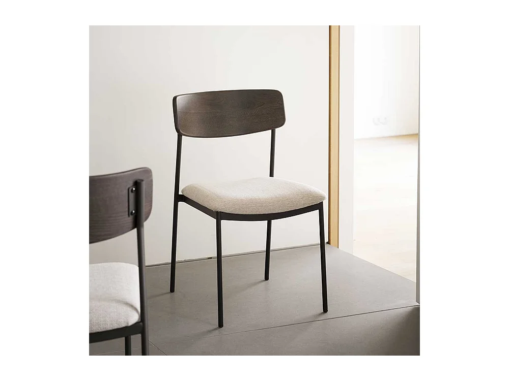 Essstuhl Stuhl Küche mit Bezug und Rückenlehne aus Holz (2er Set)