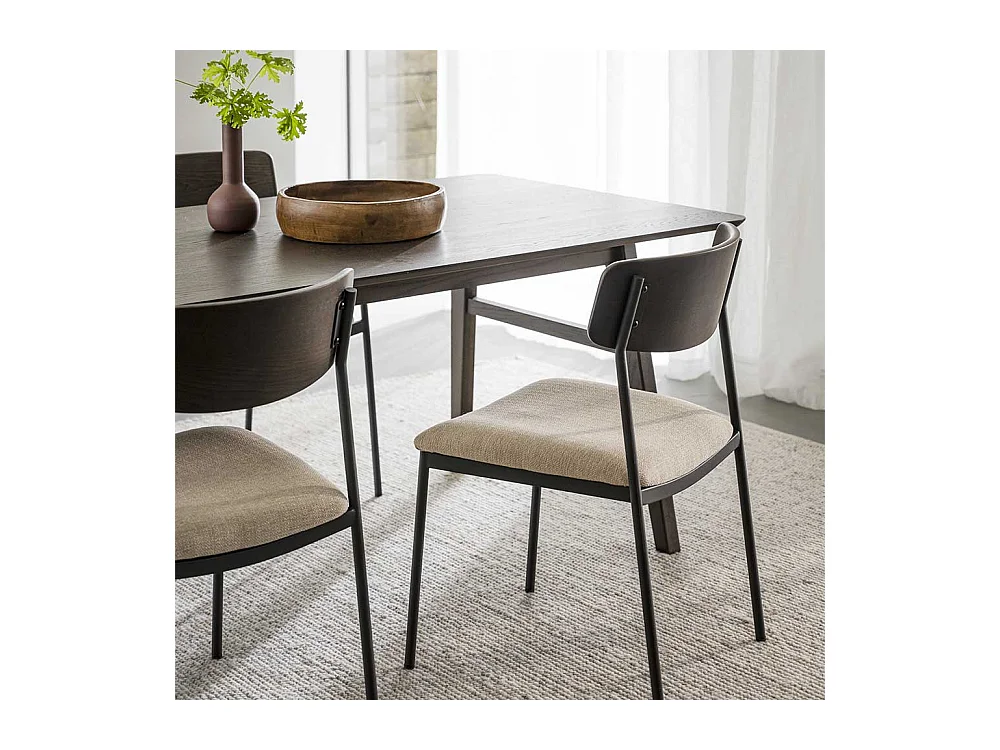 Essstuhl Stuhl Küche mit Bezug und Rückenlehne aus Holz (2er Set)