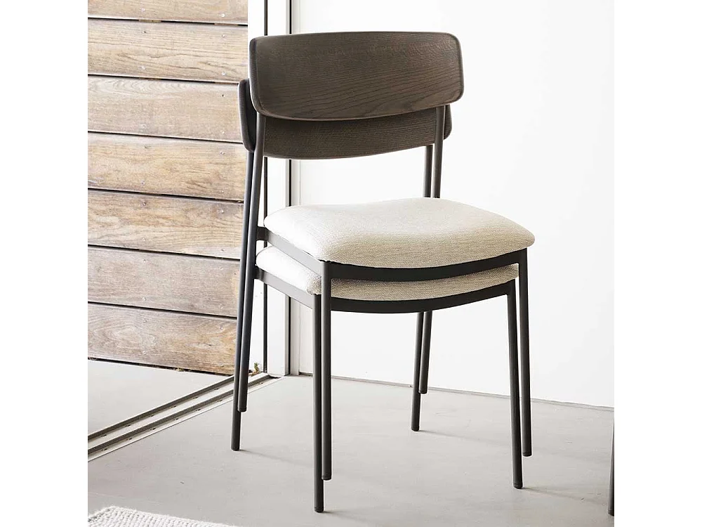 Essstuhl Stuhl Küche mit Bezug und Rückenlehne aus Holz (2er Set)