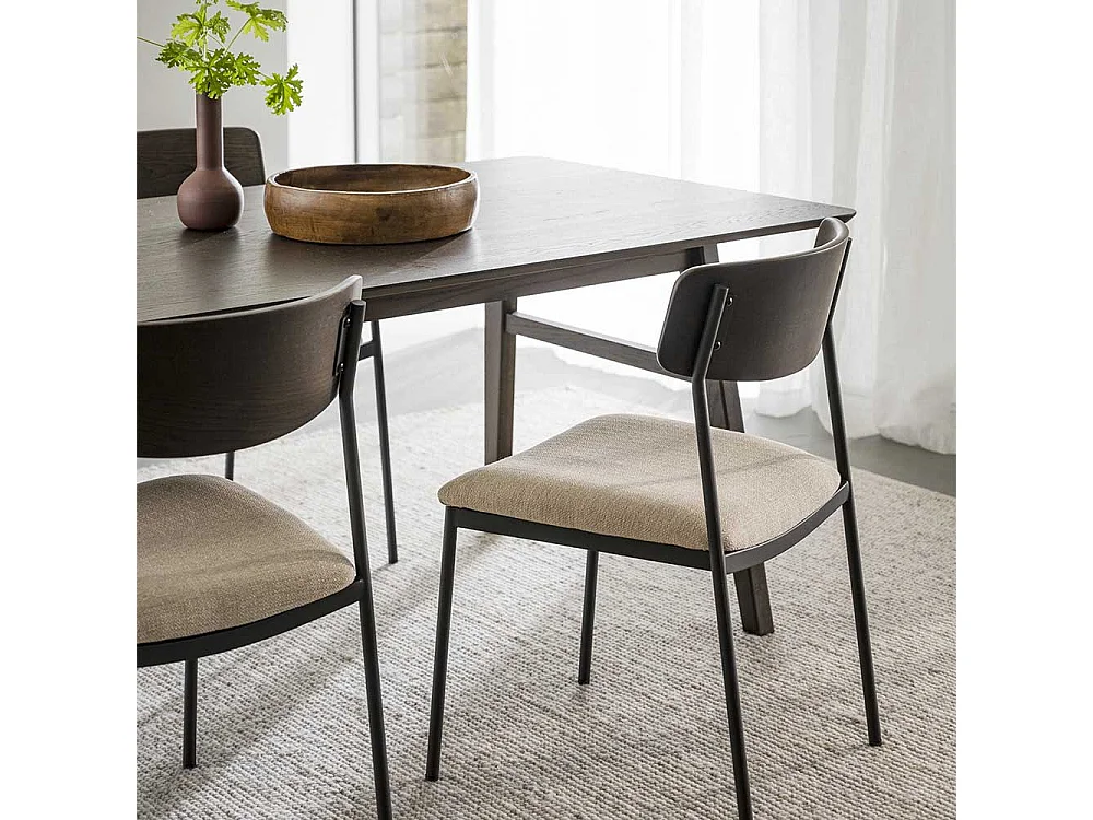 Essstuhl Stuhl Küche mit Bezug und Rückenlehne aus Holz (2er Set)