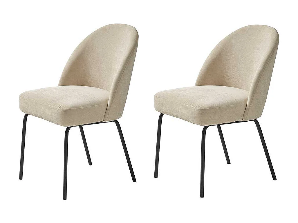 Esstisch Stühle Beige aus Chenillegewebe Metall (2er Set)