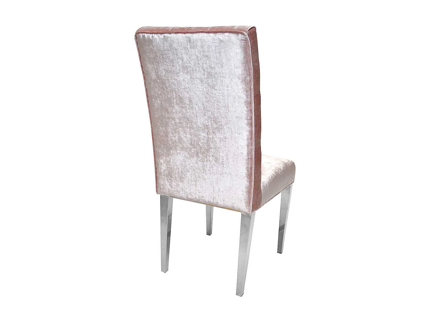 Polsterstuhl in Rosa Samt Chesterfield Look Edelstahl Gestell