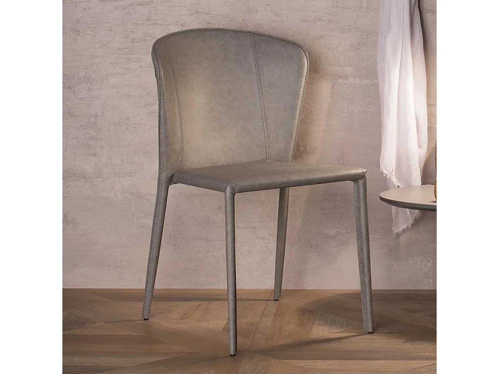 Kunstleder Küchenstühle in Grau modern (2er Set)