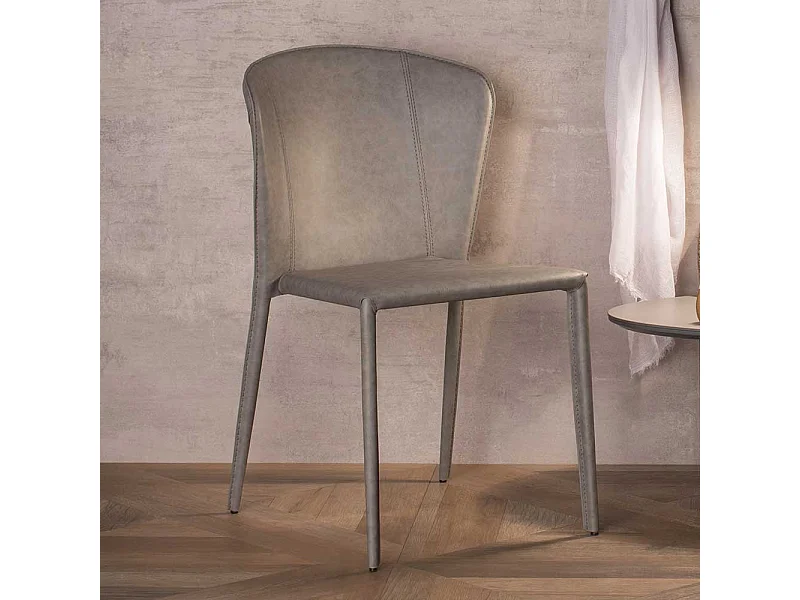 Kunstleder Küchenstühle in Grau modern (2er Set)