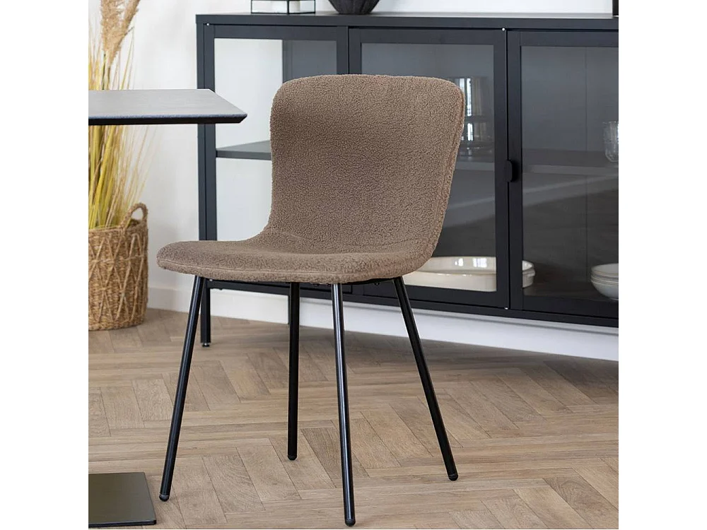 Esszimmerstuhl Küchenstuhl in Dunkelbraun mit Gestell aus Metall (2er Set)