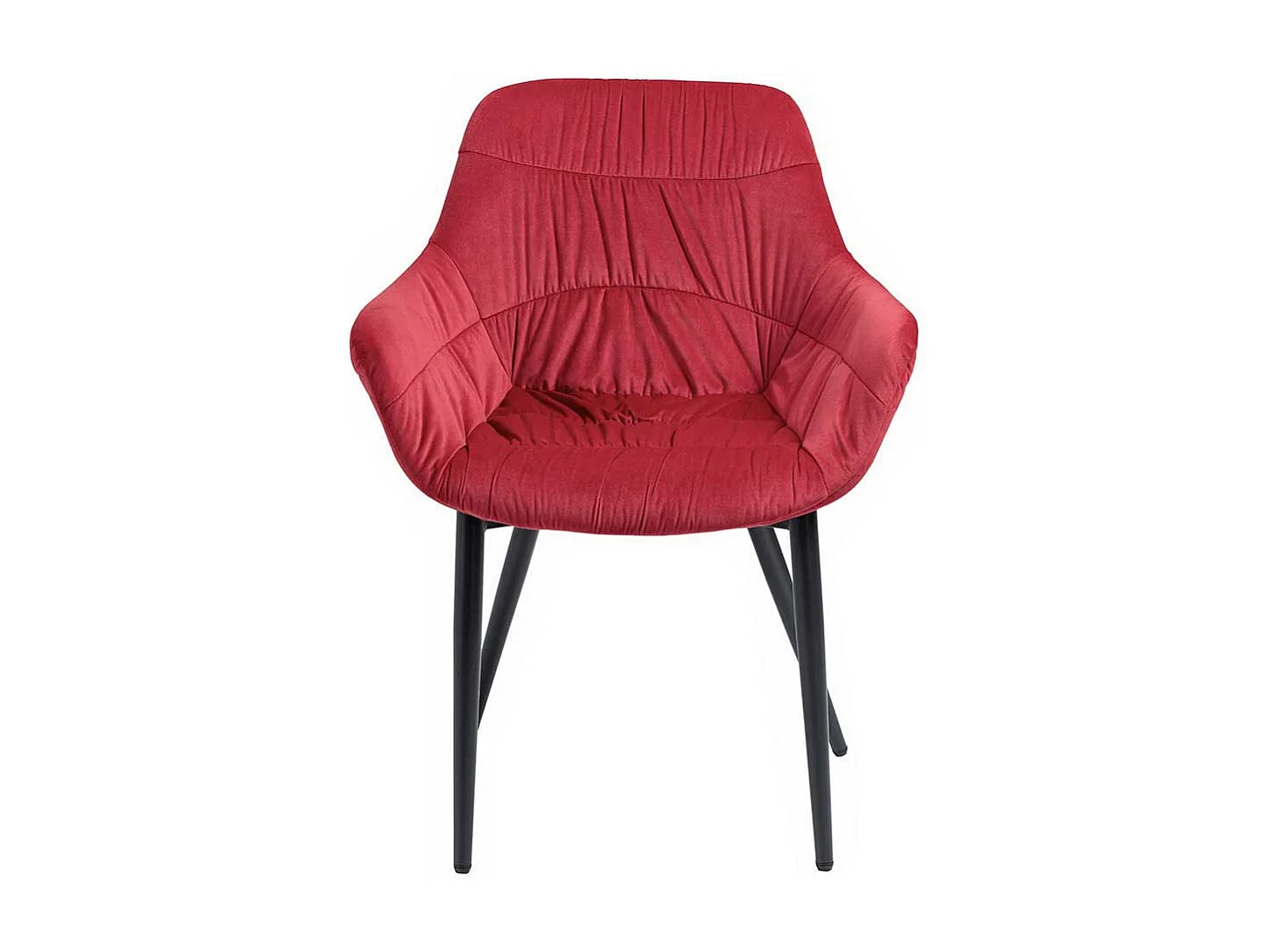 Armlehnenstuhl in Rot Samt Ziernähten