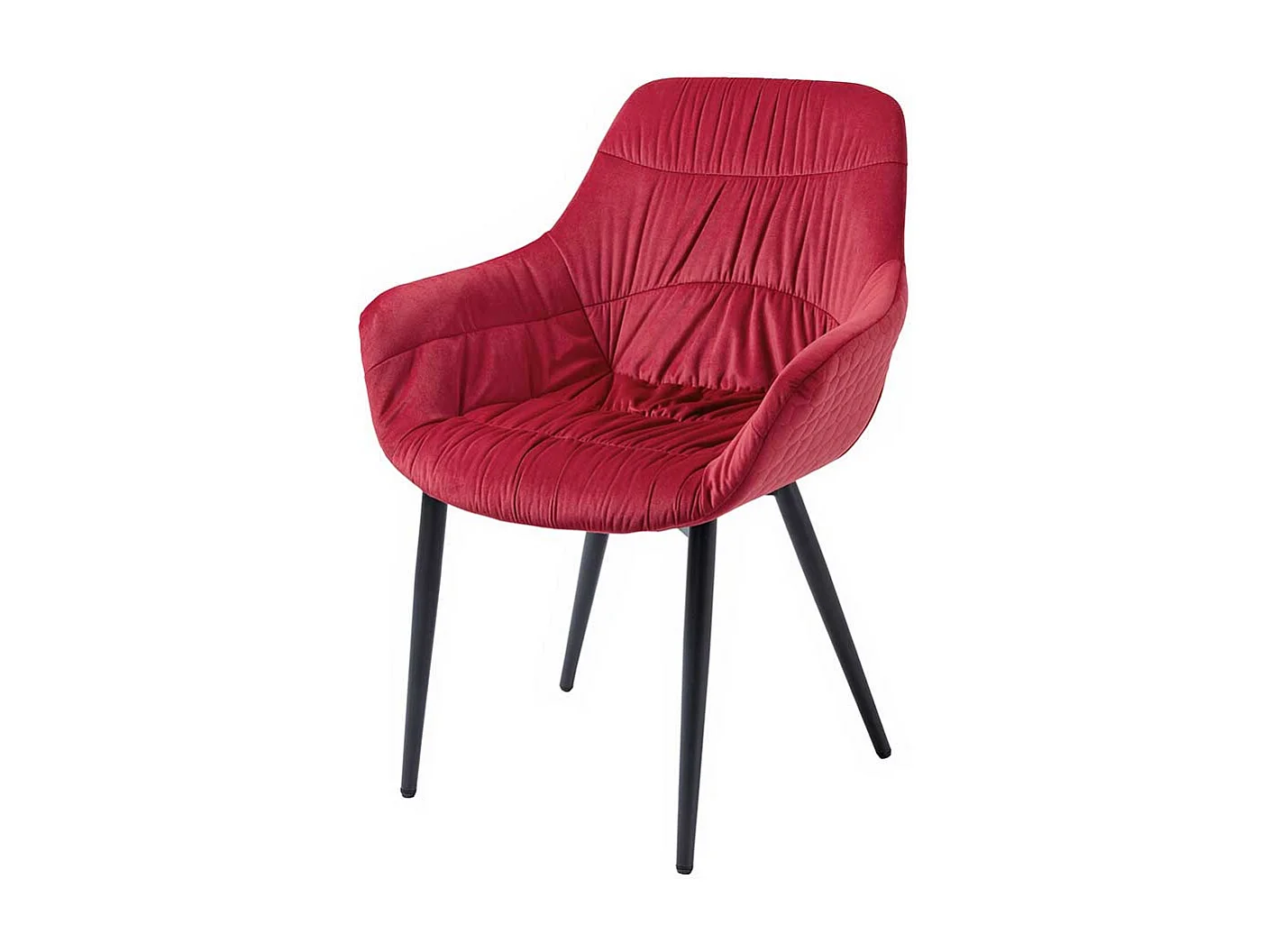 Armlehnenstuhl in Rot Samt Ziernähten