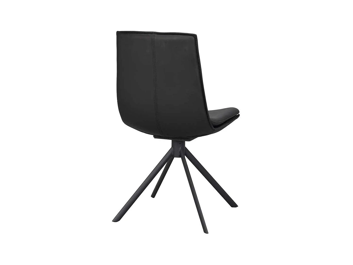 Schwarze Lederstühle mit Gestell aus Metall drehbar (2er Set)