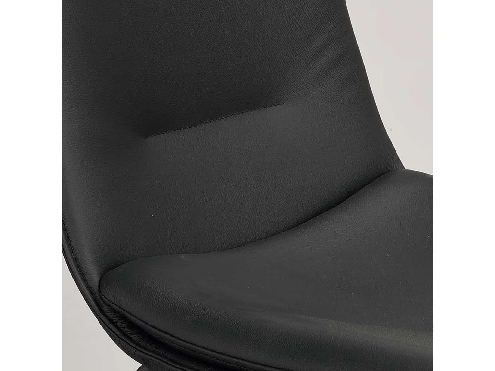 Schwarze Lederstühle mit Gestell aus Metall drehbar (2er Set)