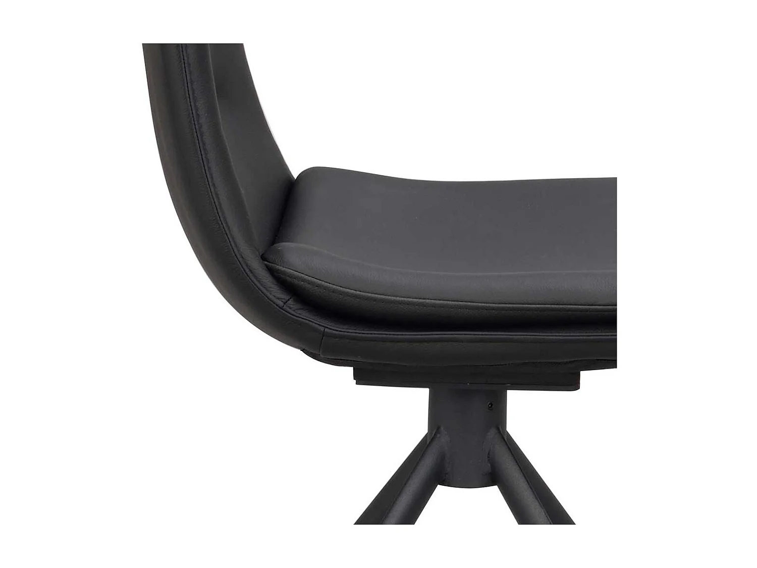 Schwarze Lederstühle mit Gestell aus Metall drehbar (2er Set)